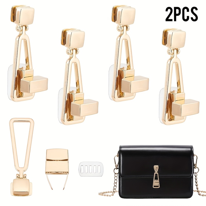 E-shop 2 Stück Goldene Dreieck-Flip-Drehverschluss für Handtaschen, Schultertaschen & Geldbörsen – Reiner Metall-Schnappknopf, Taschenzubehör,