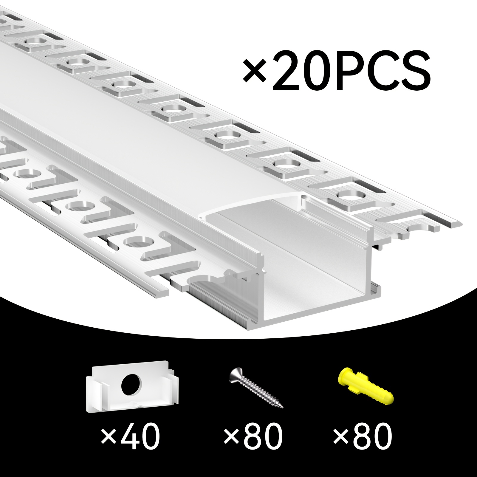 Image of 1000mm X 20.7mm Led Aluminum Profile - Deep Recessed Channel For Smooth Led Light , Perfect For Kitchen, Cabinet & Ceiling Lighting