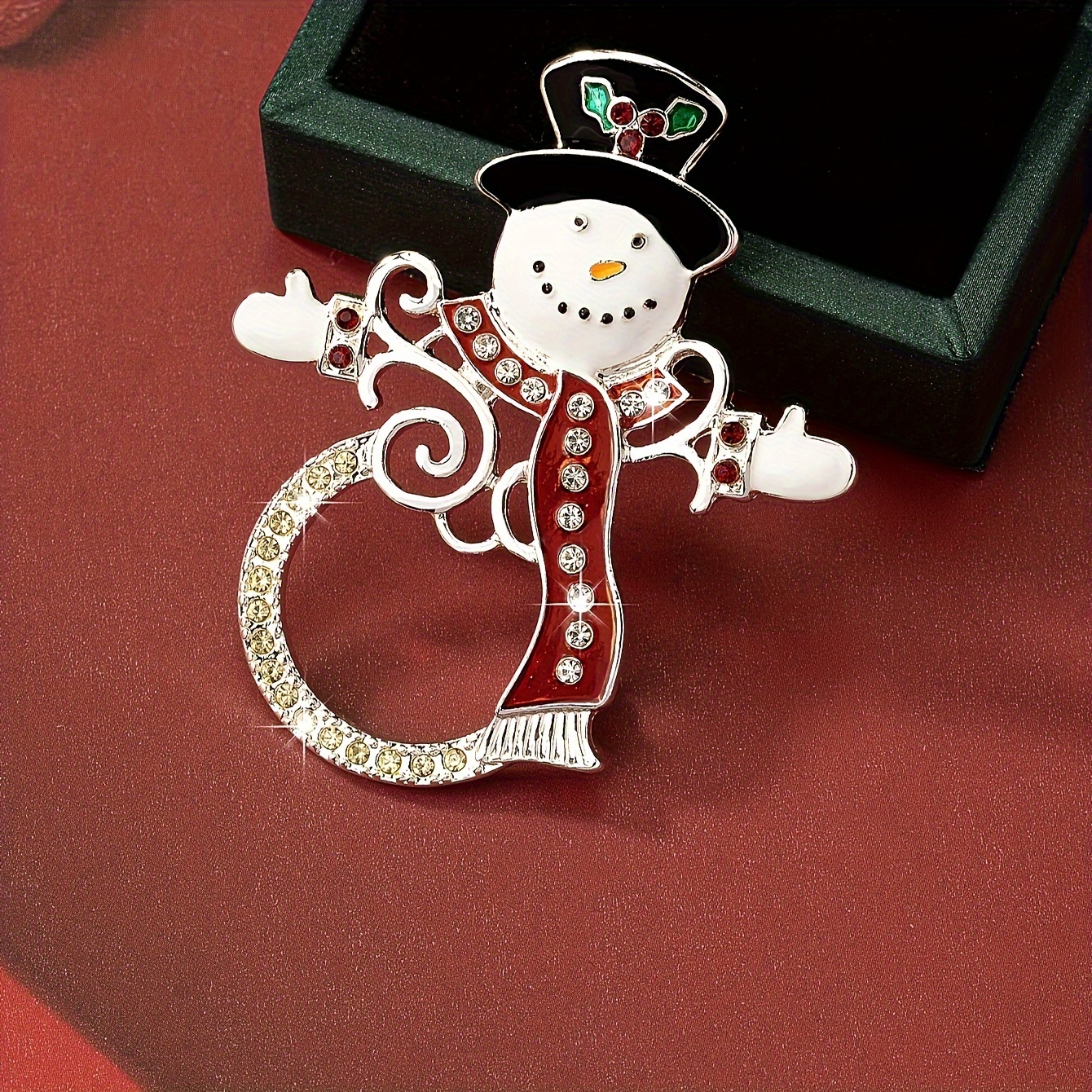 

Chic Snowman Brooch Pin - Perfect For Christmas & Casual Attire, Cute Alloy Fashion Accessory For Women