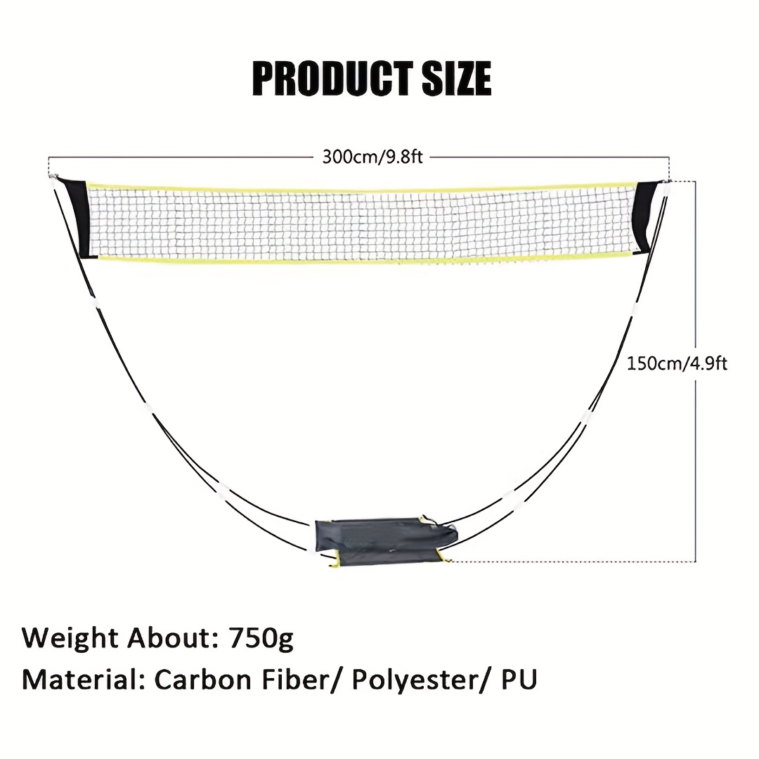 5pcs Portable Badminton Net Set with Quick Setup System - Foldable Outdoor/ Game Net, Heavy-Duty Frame & Wind-Resistant Net, Lightweight for easy Transport, No Tools/Stakes/Complex Setup - All-in-One Kit for Backyard, Beach,