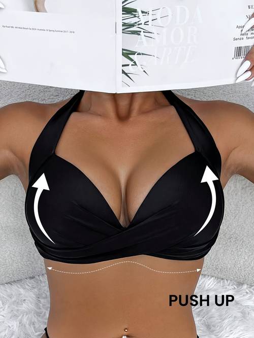 new solid color push up hard cup bikini top for vacation fashion