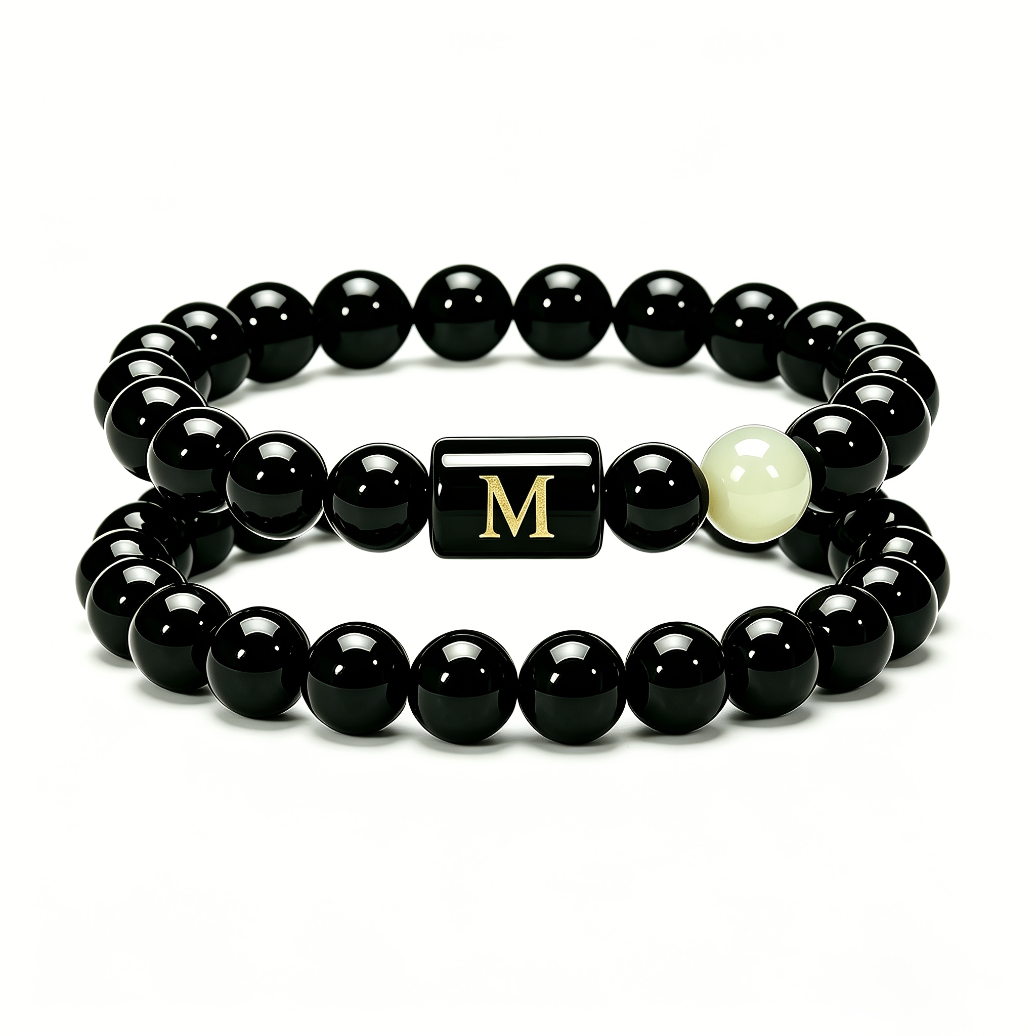 TEMU 2pcs Set Fashion Glow Bracelet A-'s Bead Bracelet Elastic Rope Unisex Couple Bracelet Gift For Holiday Birthday Gift Father's Day Gift For Dad