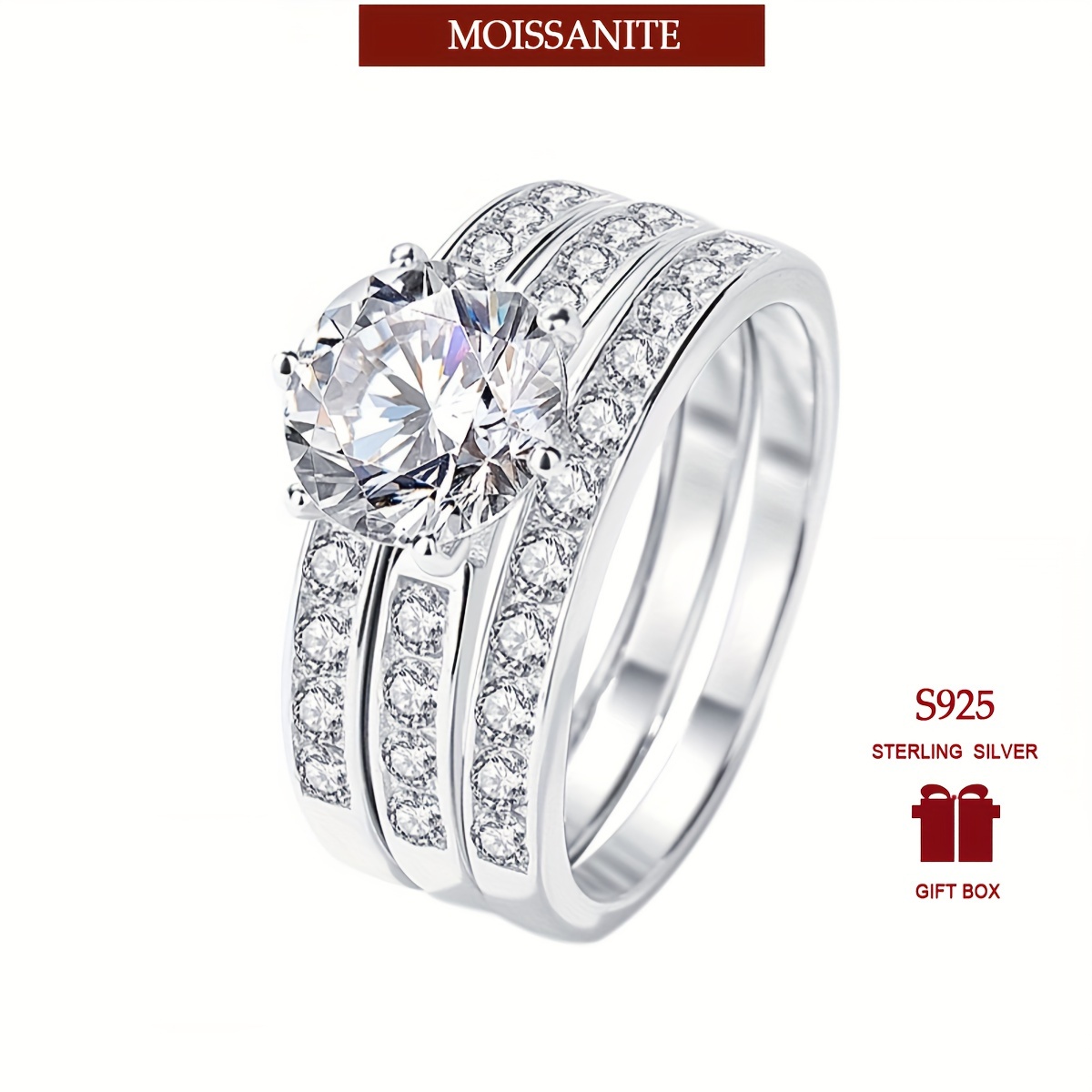 2 Ct Moissanite Ring in 925 Silver for Women