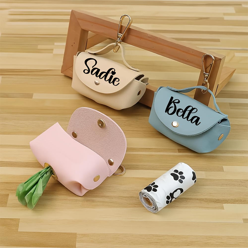 Personalized Dog Poop Bag Holder, Custom Name Dog Waste Bag Holder, Leather Poop Bag Dispenser, Engraved Dog Poop Bag, Custom Dog Mom Gifts