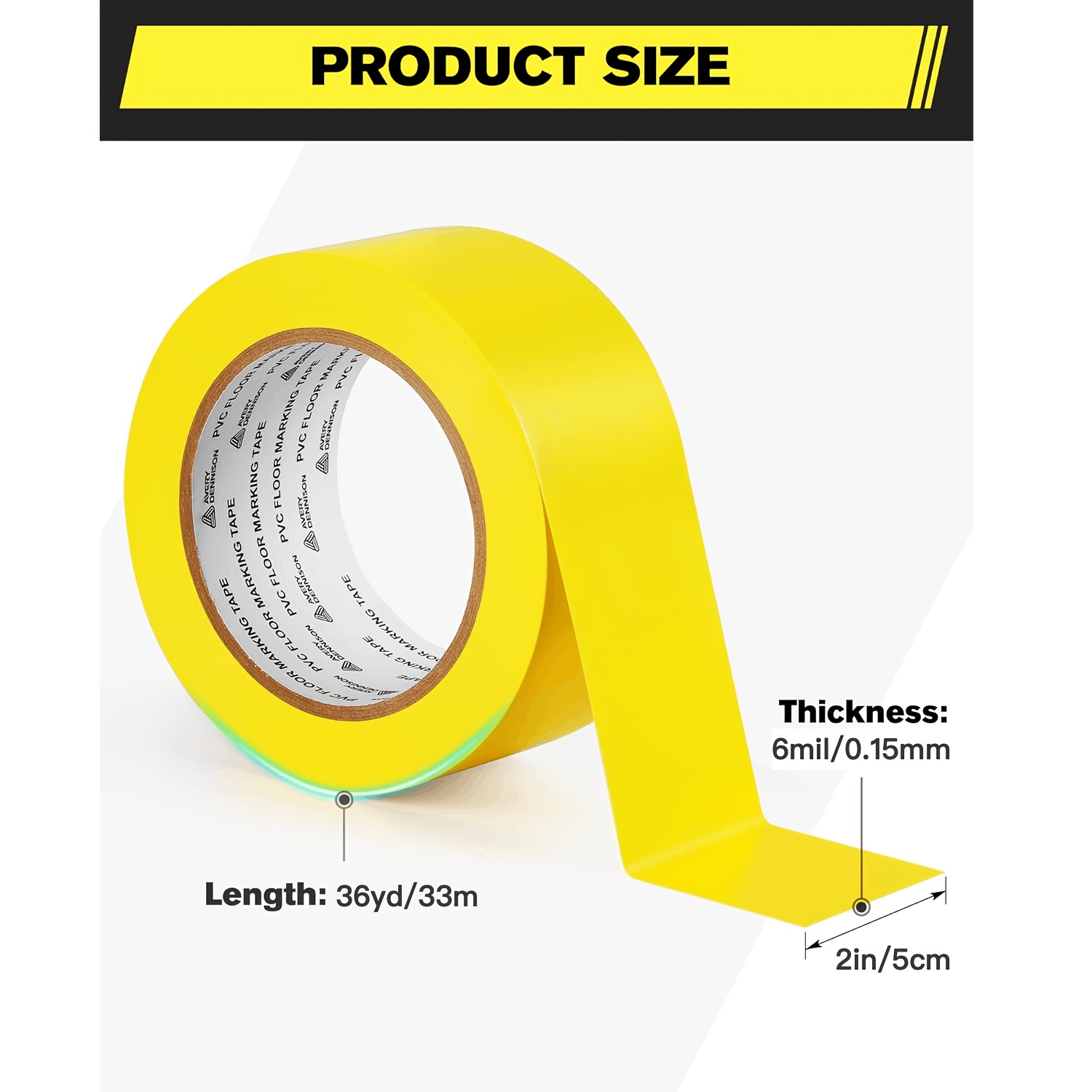 Image of Floor Marking Tape, Yellow Caution Tape, 1 Rolls Heavy Duty Safety Tape For Indoor & Outdoor, High & Durable | Warehouse, Factory, Parking, Retail