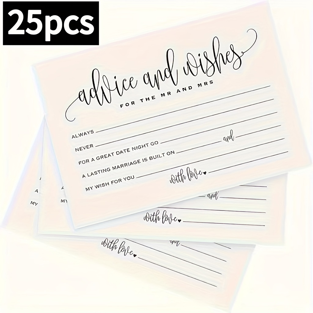 

25- 4x6 Wedding And Wishes Cards For Reception Table Decorations, Writing For Guests