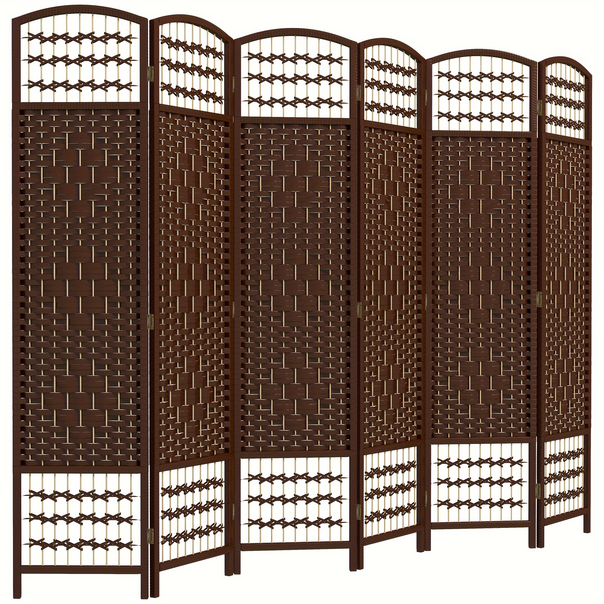 

Homcom 6 Panel Room Divider, Folding Privacy Screen, 5.6' Room Separator, Wave Fiber Freestanding Partition Wall Divider, Brown