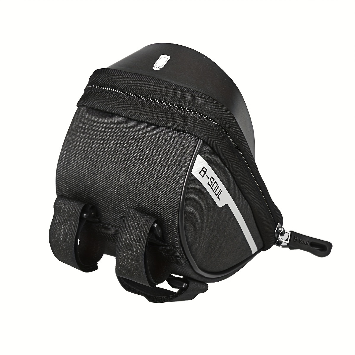 1pc B-SOUL Touch Screen Compatible Polyester Bike Bag, Adjustable Strap Mountain Bicycle Handlebar Pouch for Cycling