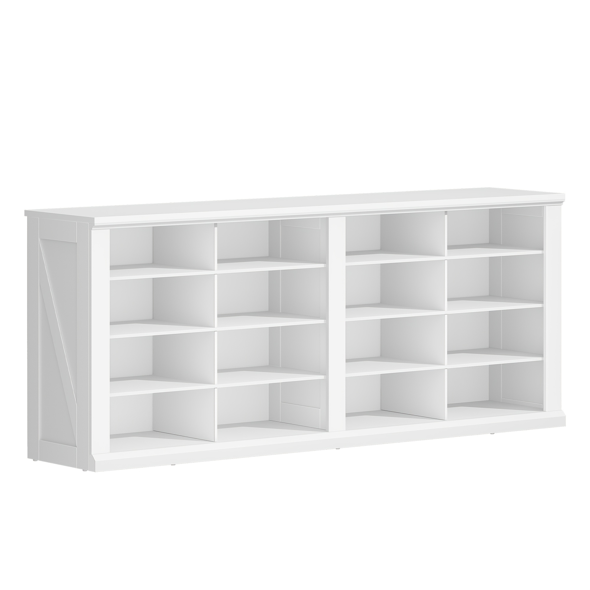 TEMU para Zapatos, Estantería con Asiento, con de Almacenamiento, 16 Compartimentos, Ideal para Sala, Pasillo, Entrada, de , 30 x 104 x 58 cm, Marrón