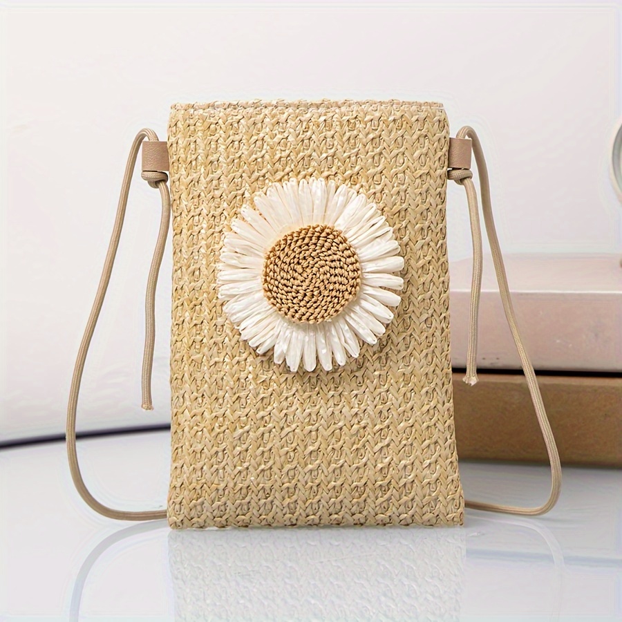 

Casual Fashion Women's Mini Braided Shoulder Bag, Flower Modified Beach Bag