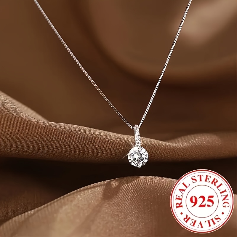 

1pc 925 Pendant Necklace Synthetic Zirconia, Jewelry For Women, , For 's Day - All Compatible