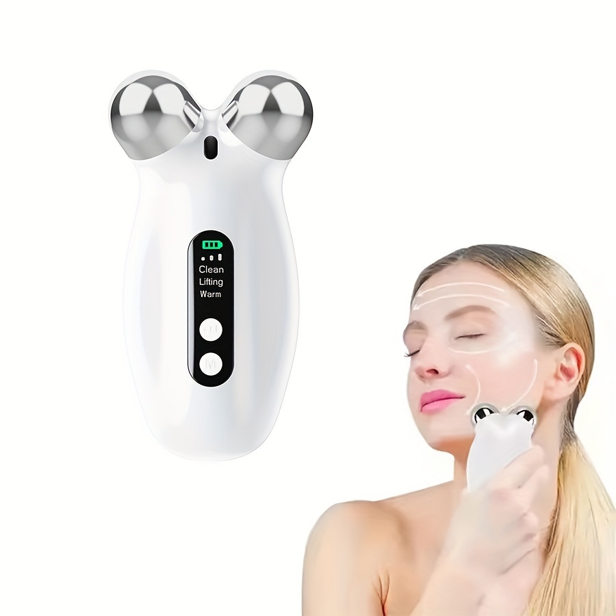 

3d Facial Massager Roller, Face Lifting Tool With Heated Warm Vibration, Portable Facial Skin Care Beauty Device For Women, Rechargeable - Ideal Gift