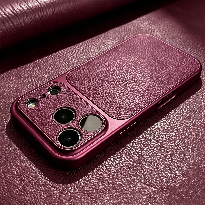 TEMU Phone Case: Luxury Artificial Textured Wireless Charging Phone Case For Iphone 18 Pro Max/17 Pro Max/16/15/14/13 Pro Max Lens Protection