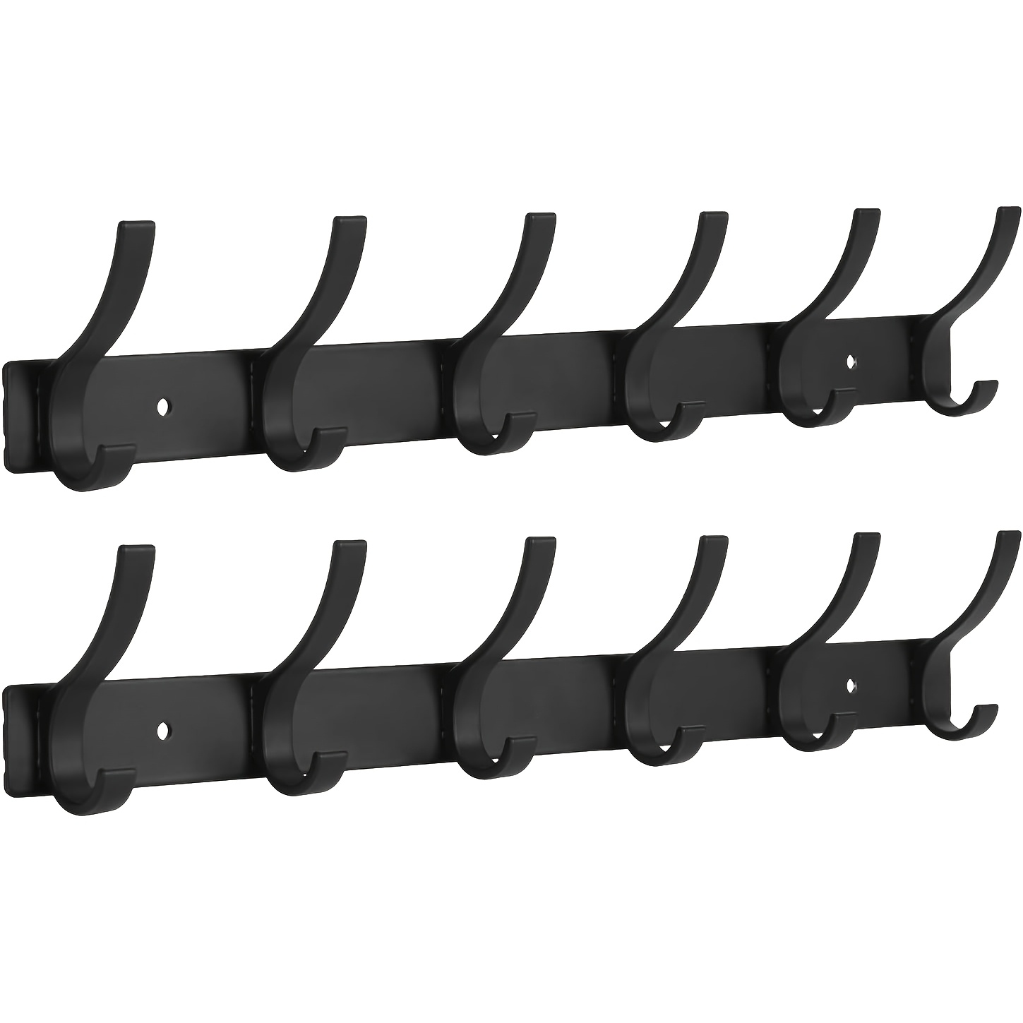 [two-pack] Black Six-hook Coat Rack Wall-mounted Behind-door Coat Hook Entrance Hall Clothes Row Hook Strong Load-bearing Coat And Hat Hook Wall-mounted