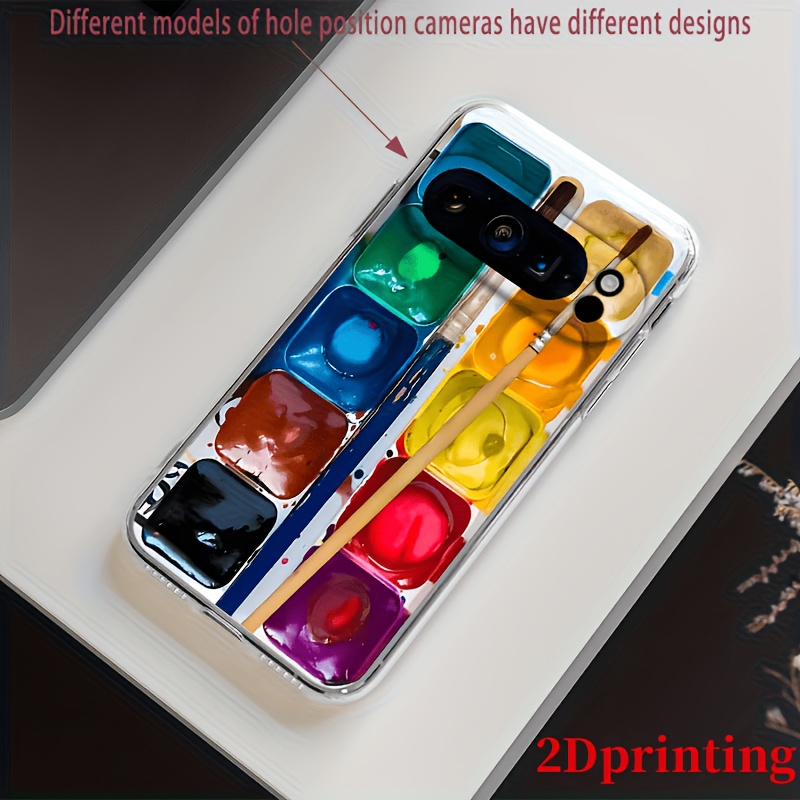 TEMU Phone Case - 2d Flat Paint Tray Pattern Transparent Tpu Case Suitable For Google Pixel 10 9 9pro Xl 9a 8pro 8 8a 7pro 7a 7 6 6pro 6a Phone Case