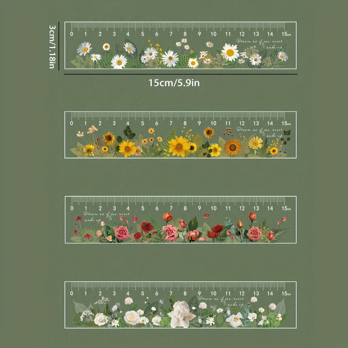4/10pcs Clear Plastic Ruler 6 Inch, Beautiful Acrylic Small Rule, Measuring Drawing Metric Bulk Ruler With Scale For School Home Office