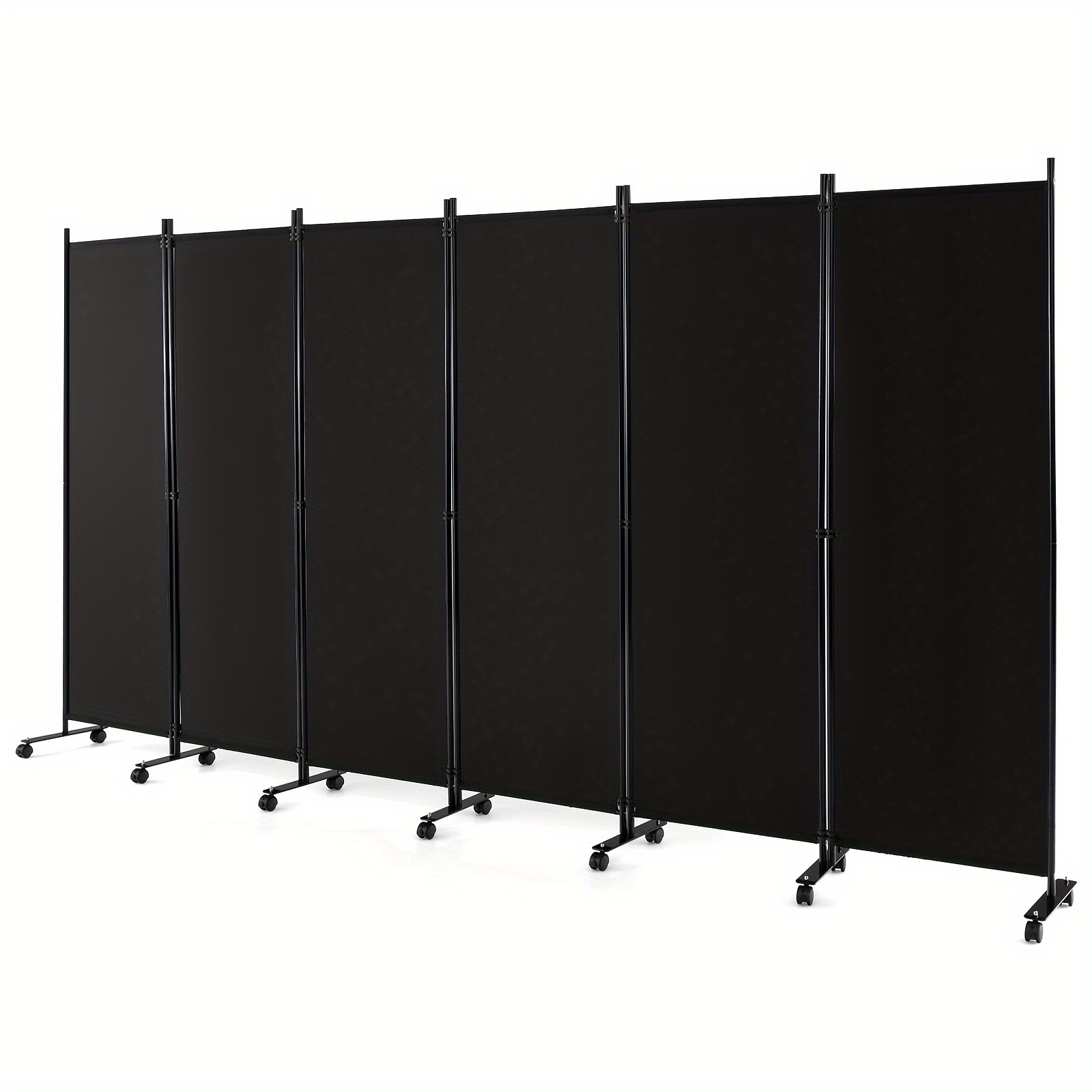 

Costway 6-panel Folding Room Divider 6ft Rolling Privacy Screen W/ Lockable Wheels Black