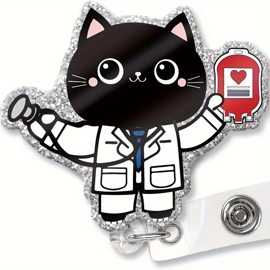 Sorry,Car,I'm Late My Cat Was Sitting On Me Badge Reel Retractable with Alligator Clip, Funny Cat ID Badge Holder Gift for Office Worker Boss