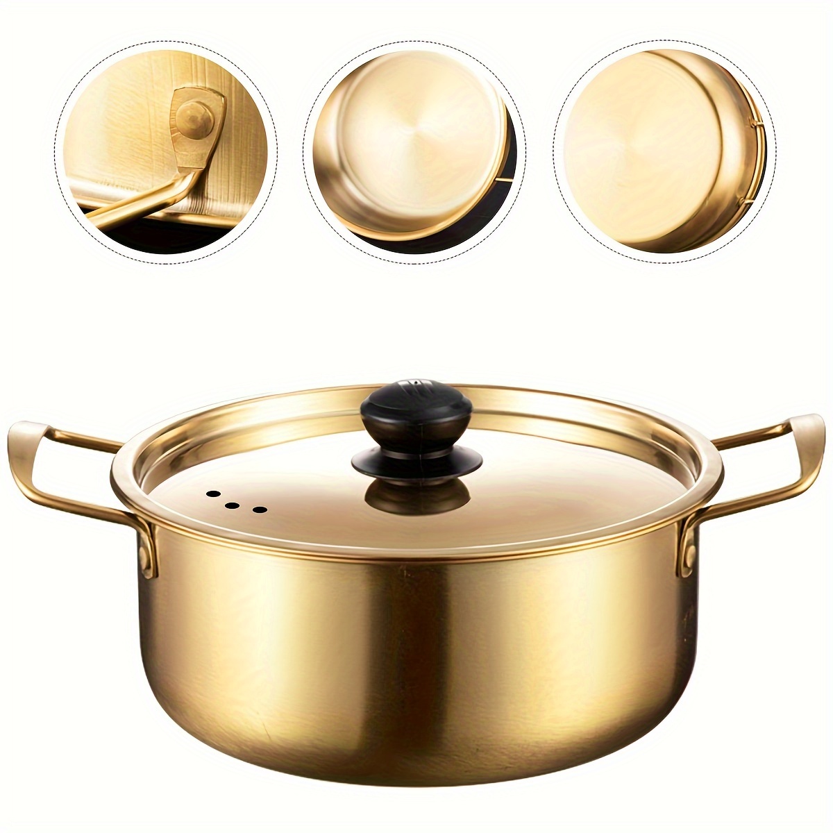 1pc korean instant noodle pot stainless steel double ear design brushed   induction stovetop compatible no electricity needed ideal for gas stoves pasta and ramen cooking pot ramen   pot stainless steel induction stovetop compatible 0