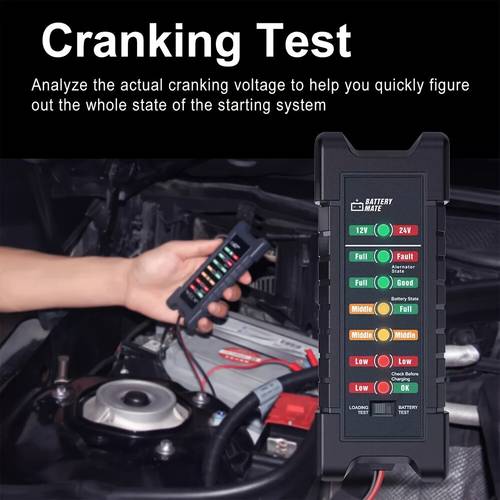car battery tester 12v 24v automotive crank charging analyzer tool