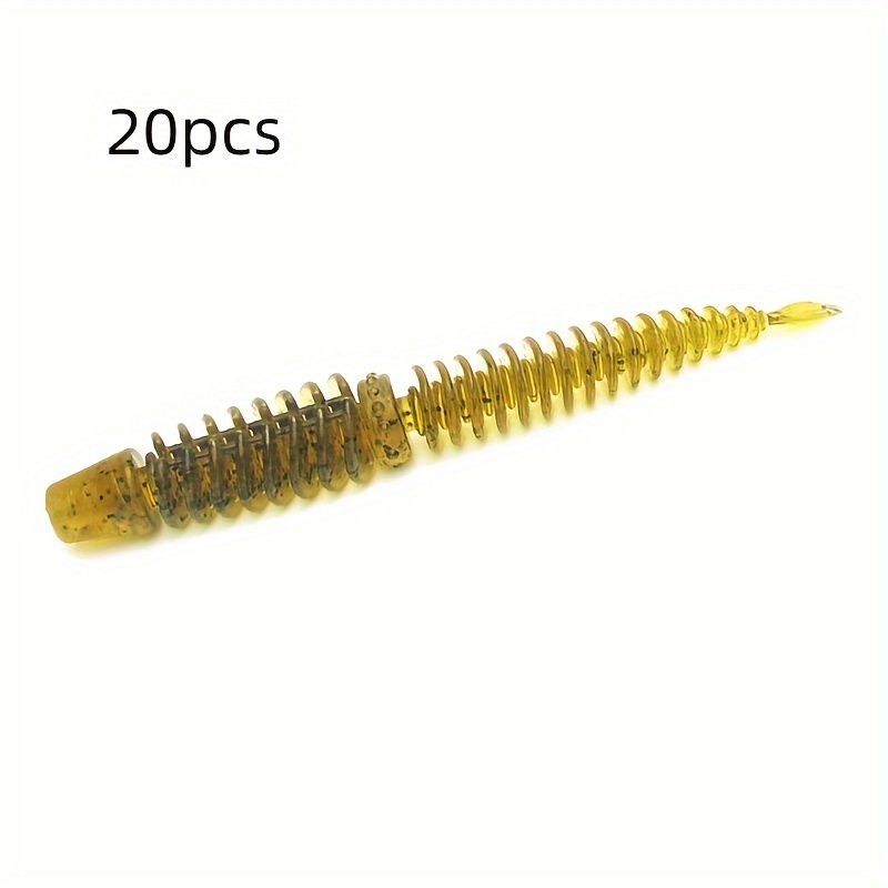 20pcs 3.15" Bionic Soft Worm Fishing Lures - High Elasticity, Floating Design With Sparkling Salt & Reverse Thread For Hooking