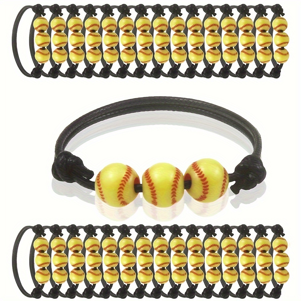 

30-piece Adjustable Softball Charm Bracelets - Perfect For Sports Fans, Baseball & Softball Teams, Birthday Parties & Christmas Gifts