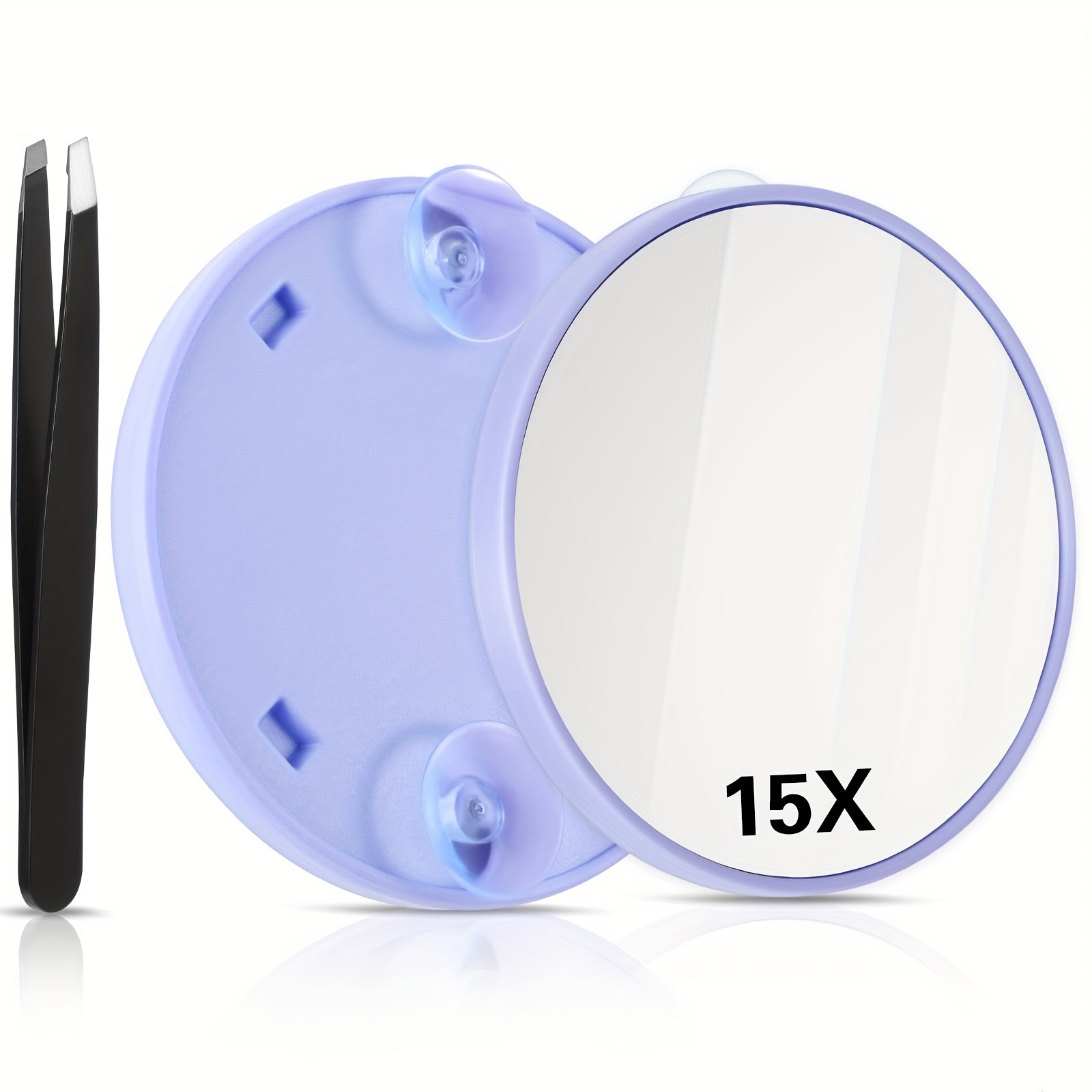 

de Maquillage à Loupe, de Maquillage de Voyage Portable 15X de Loupe Rond avec 2 Ventouses de Pincettes pour Femmes Hommes Sourcils Élimination des Noirs et