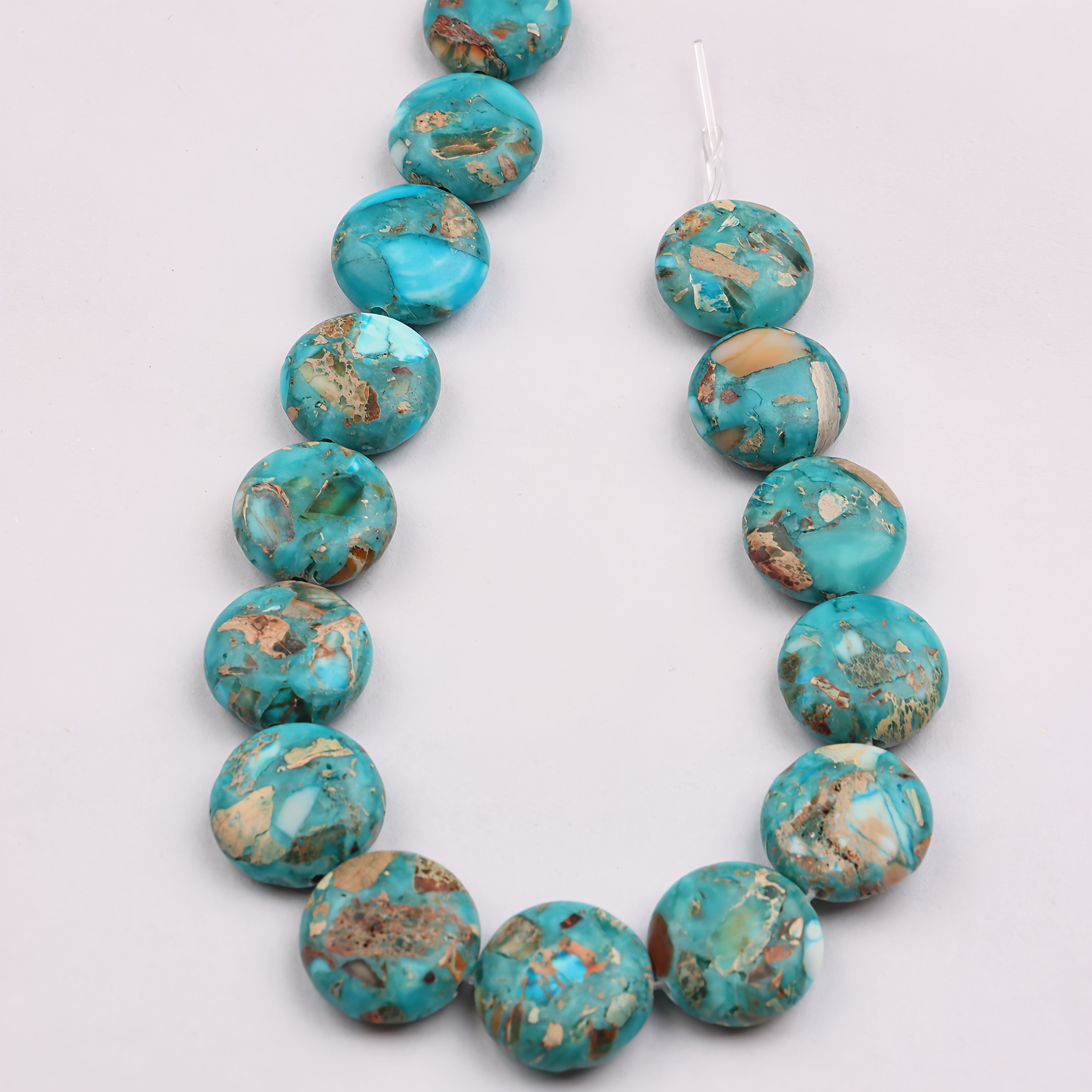 TEMU 2D Flat - perline ovali piatte in giasper blu naturale da 16 mm, perline sciolte in pietra turchese vintage per di gioielli come braccialetti e
