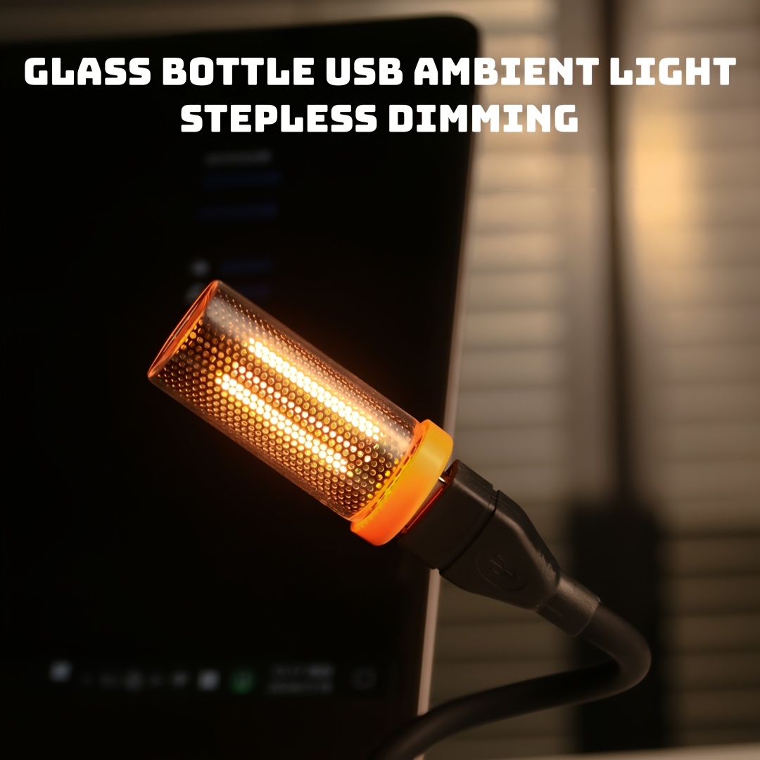 1pc touch sensitive rgb color changing led glass bottle lamp dimmable usb powered night light suitable for car bedroom camping travel portable tabletop light with and play operation decorative atmosphere lighting for Product details 0