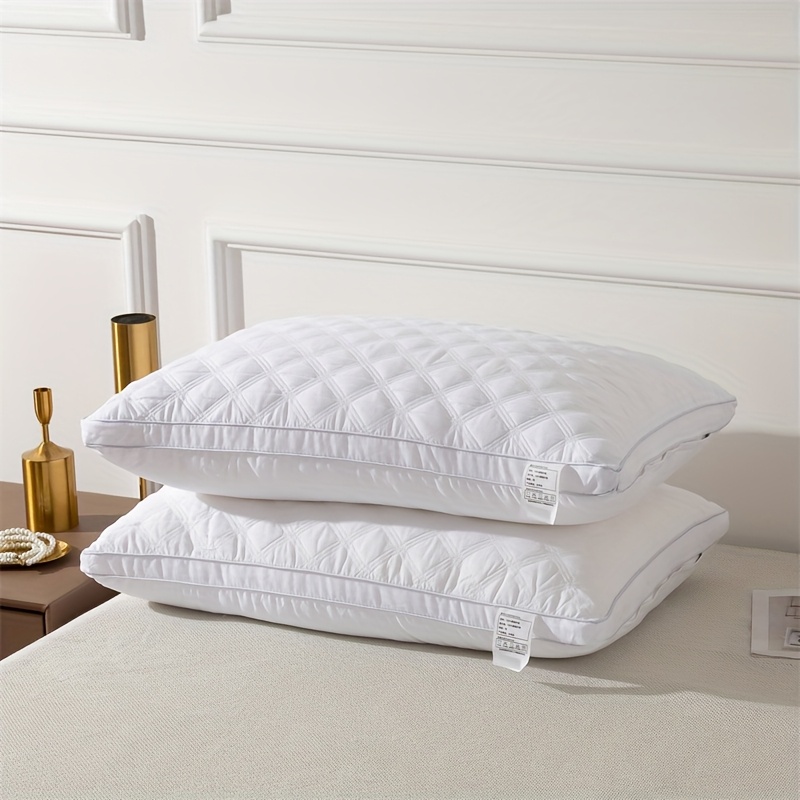 Luxury 5-* Quality Pillow - Deep Sleep Neck Support, High-Density Non-Sagging * Pillow with White Satin Cover, 100% Polyester Fill, Hand Wash Only & Vacuum Compression Packaging, Neck Pillow for Sleeping, Sophisticated Home Decor