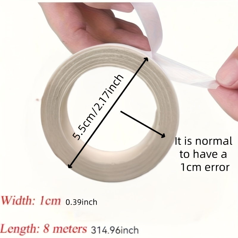 Image of 8m Double-sided Transparent Tape For Office, School, Diy, Crafts, Scrapbooking, Art, Handicrafts, Card And Gift Bonding, Valentine's Day, Party Supplies, Birthday Gifts, And Other Adhesive Accessories