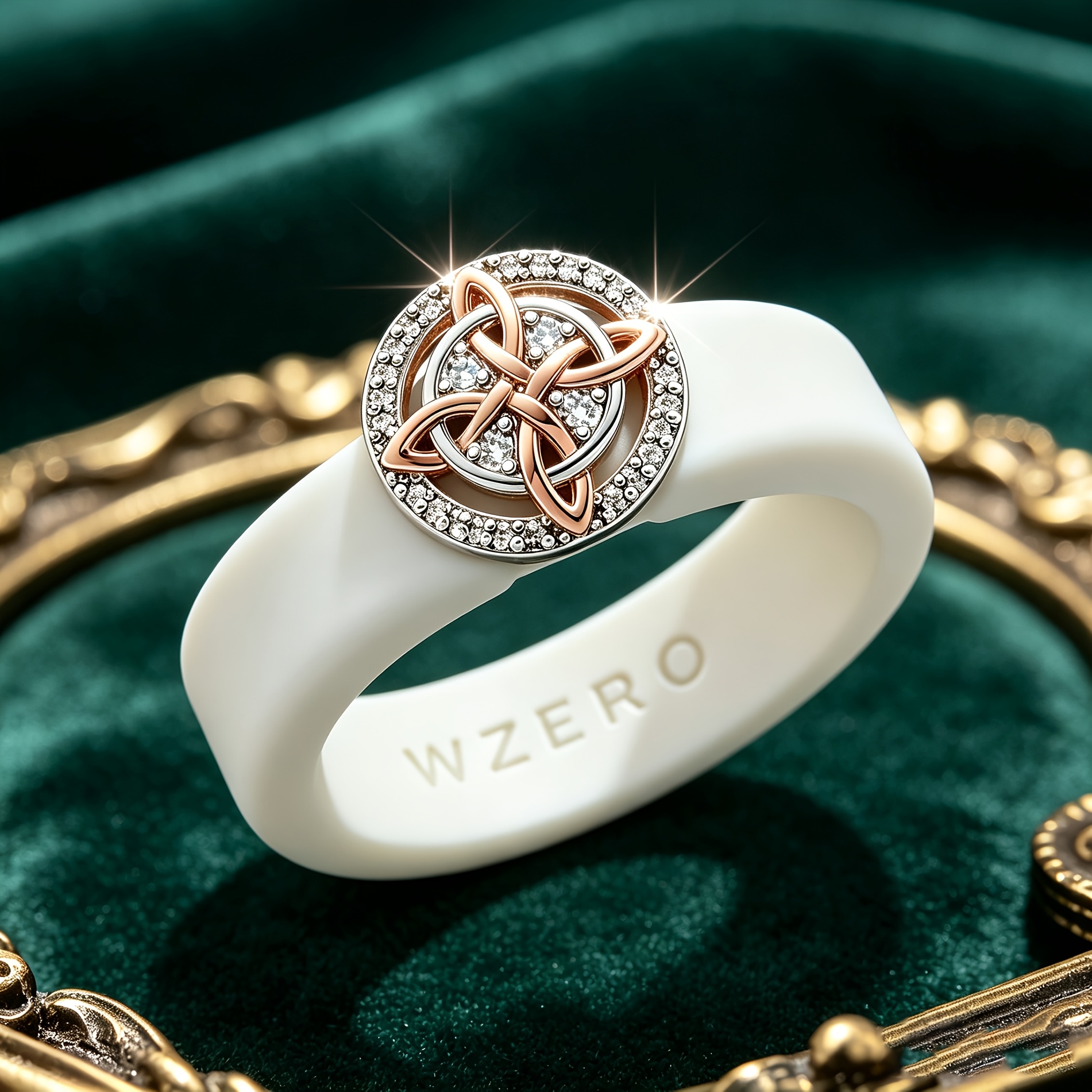 TEMU Retro Celtic Women's Ring, Matte Silicone With Zirconia, Light Luxury Individual Band, Daily Non-fading Ring
