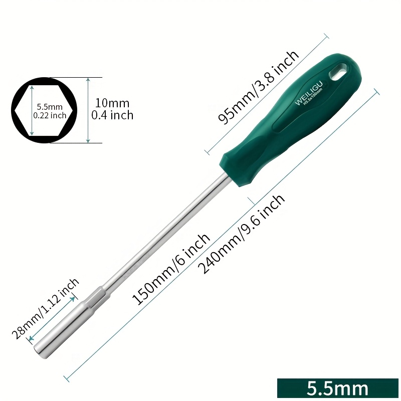 TEMU Single-pack Plug Screwdriver Bit, Hex Socket Wrench, Extension Rod Socket Driver, Nut Starter