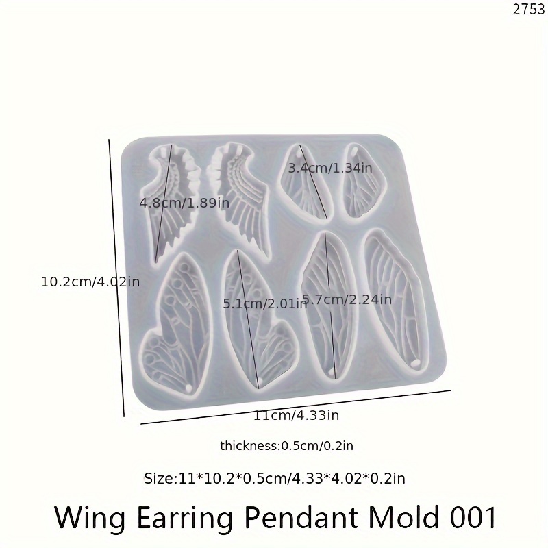 Wing Earrings Pendant Silicone Molds With Hole Keychain Necklace Charms Ornament Epoxy Resin Casting Tools Mould