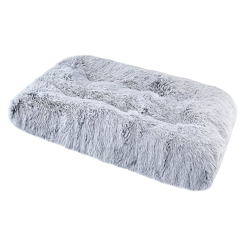 TEMU Coussin de lit pour animaux de compagnie à poils longs avec moelleuse pour un sommeil , lit pour chien en peluche lavable en machine avec base