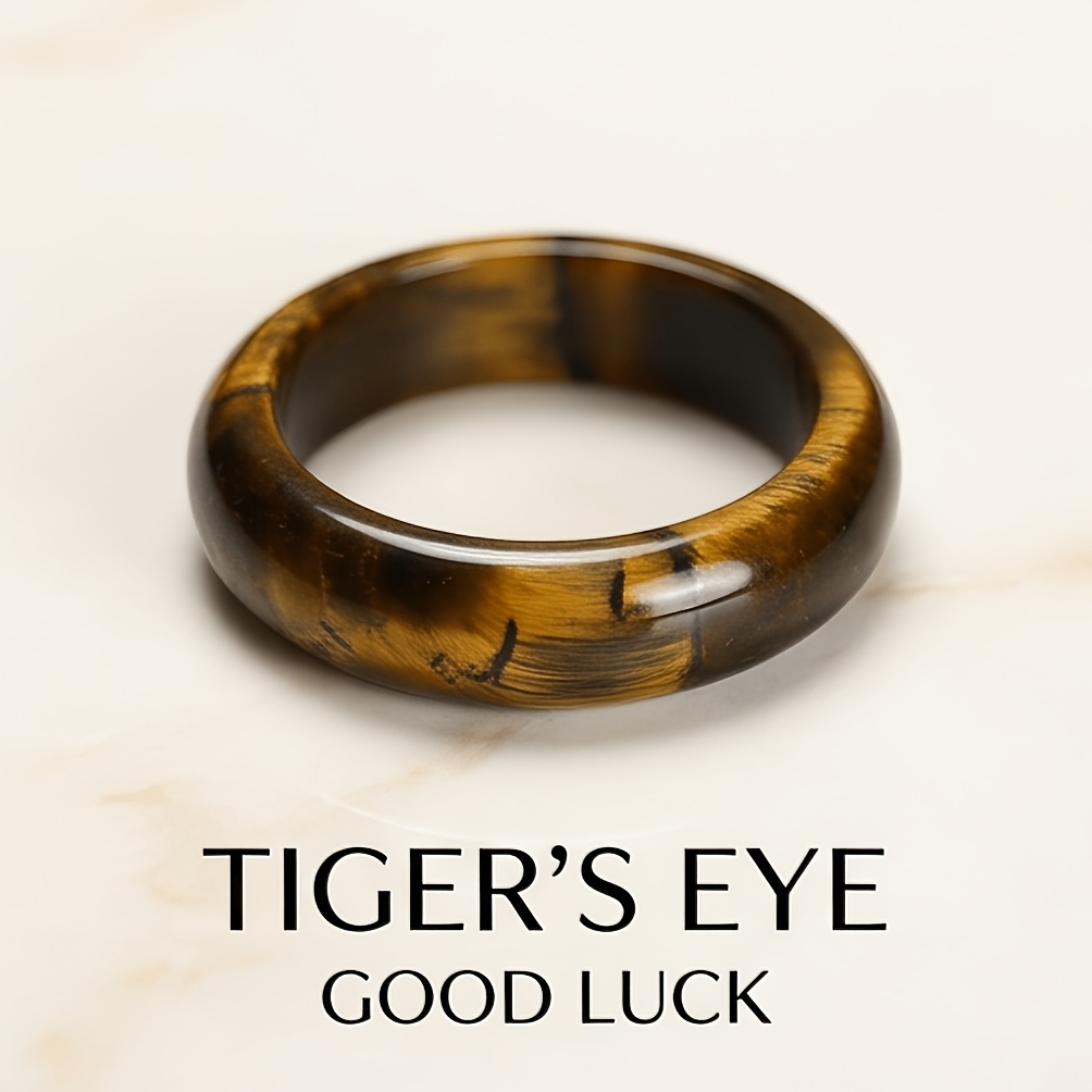 TEMU Eye Ring, Natural With Brown Stripes, Good Luck Jewelry Gift For Women, Bohemian Ethnic Style Women's Ring, Women's Accessory, Valentine's Day