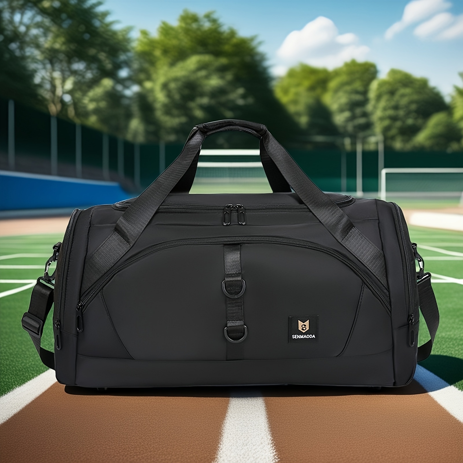 Men Women Large Capacity Handbag Gym Bag, With Separate Shoe Compartment And Suitcase Trolley Belt, For Fitness, Short Trips, Business Travel, Outdoor Sports