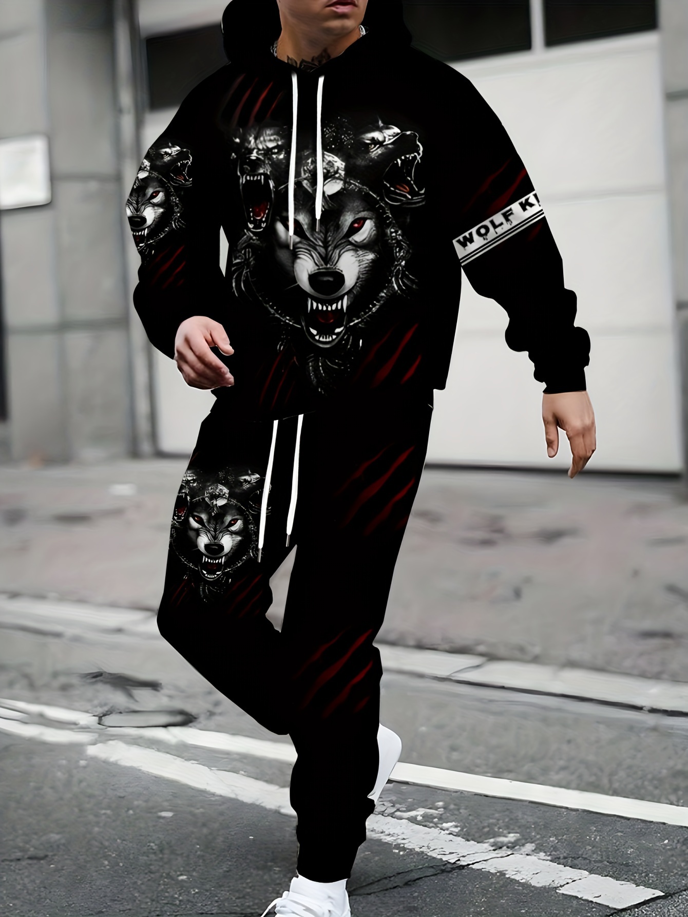 Men's trendy casual printed hoodies suit online