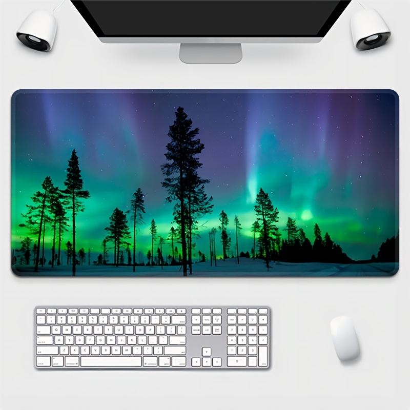 

Aurora Forest Scenery Large Mouse Pad - Rubber Base, Water-resistant, Non-slip Desk Mat For Work, Gaming, Writing & Office Accessories