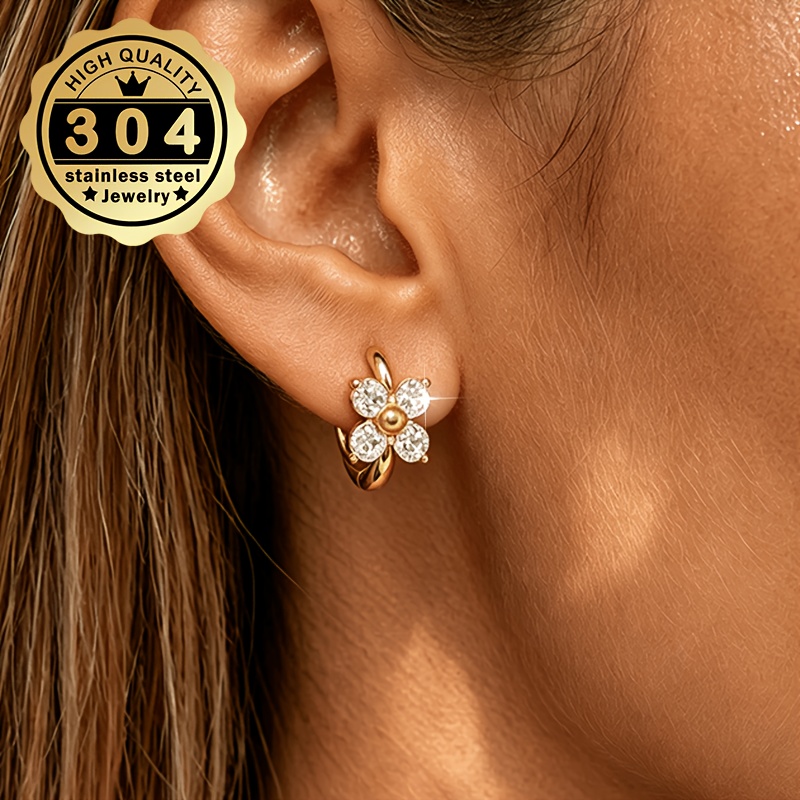 Women's 304 Stainless Steel Clover Design Earrings