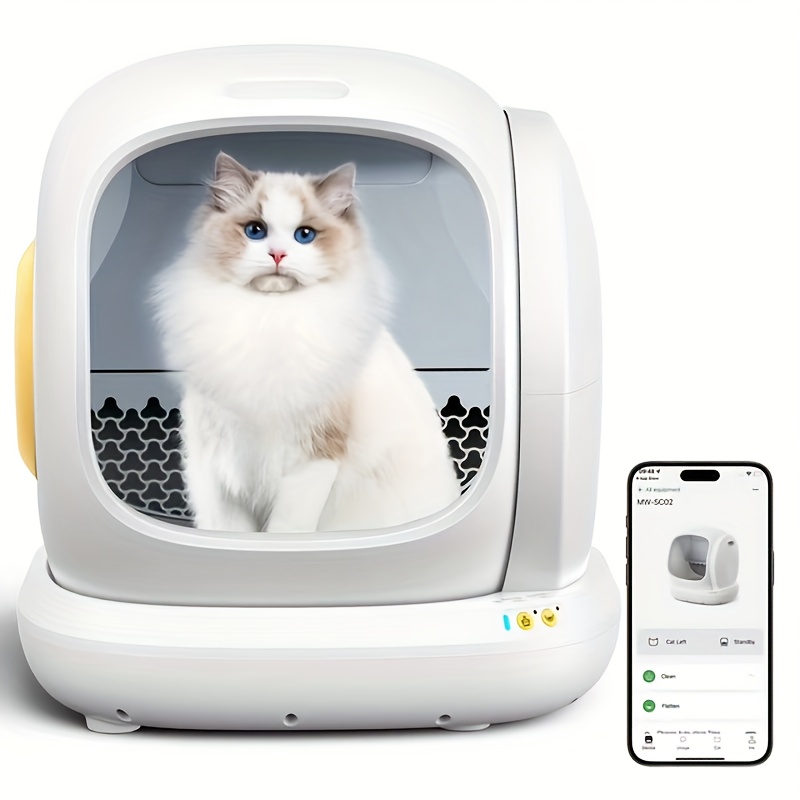 

Self Cleaning Litter Box, Automatic Cat Litter Box Self Cleaning For Multiple Cats, Odor Removal Anti Pinch , App Control Box With Liners Bags