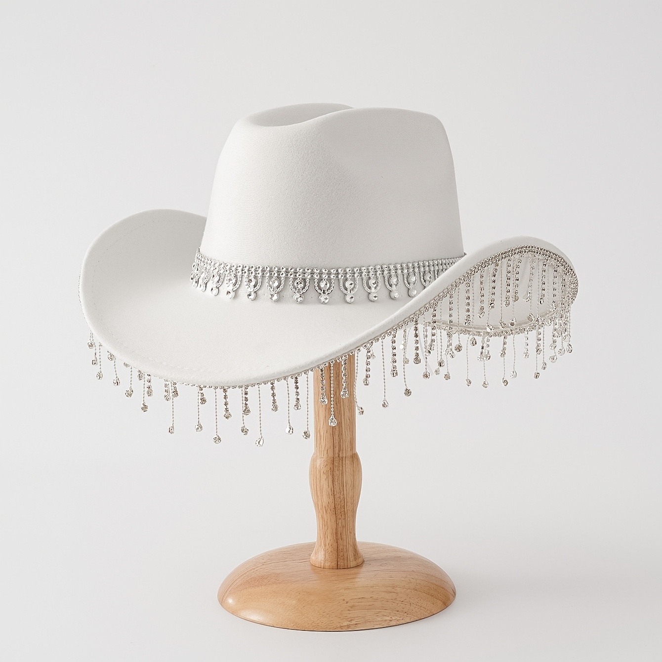 E-shop Western Cowboy Hut mit Strassfransen | Modische, trendige Fedora aus Filz, ideal für Hochzeiten, Musikfestivals und Reisen