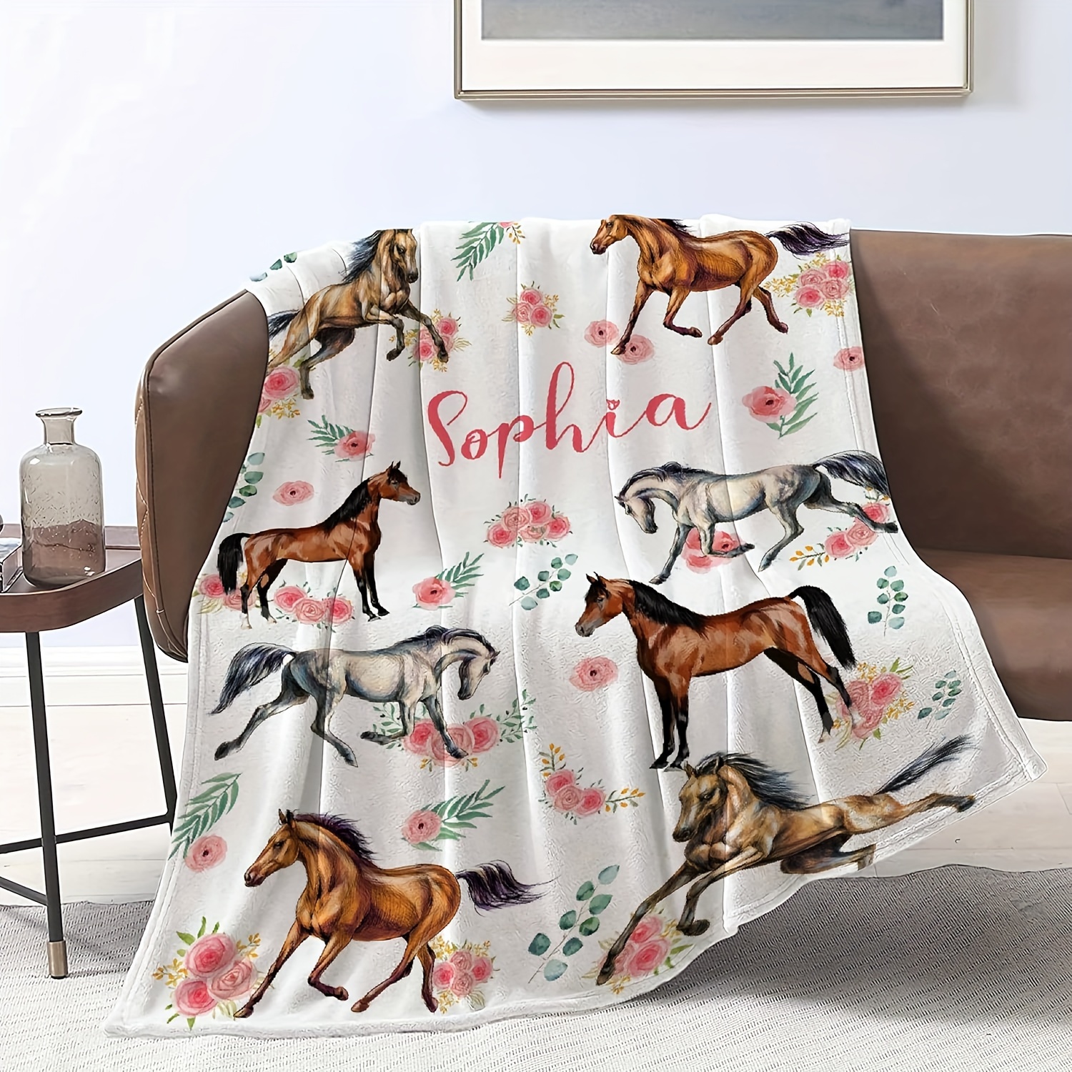 

Custom & Floral Print Blanket - , Warm & Lightweight For All - Perfect Personalized Gift For Adults, Couples, Birthdays - Ideal For Bed, Sofa, Pet Use, Bed Decor, Cute