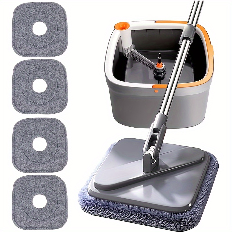 TEMU Mop Bucket + Stiffener +4 Mop Mop Household 1 Mop Clean Automatic Rotary Wash Mop Lazy Absorbent Flat Mops