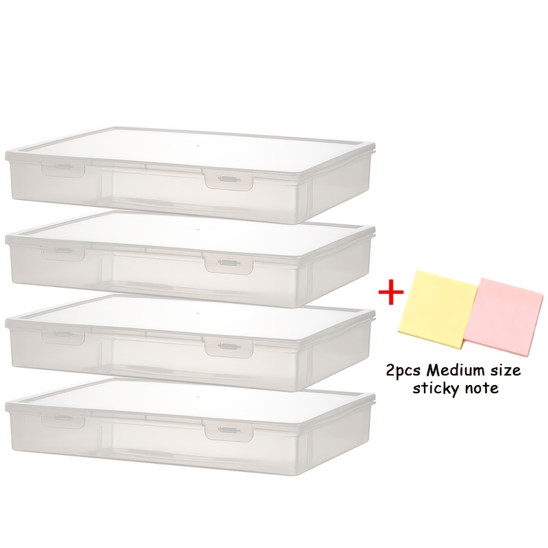 4pcs Transparent A4 File Storage Box, Flip Cover Design, With , Suitable For Storing And Organizing Office Supplies, Art Materials, And Stackable Storage Boxes For Desktop Additions
