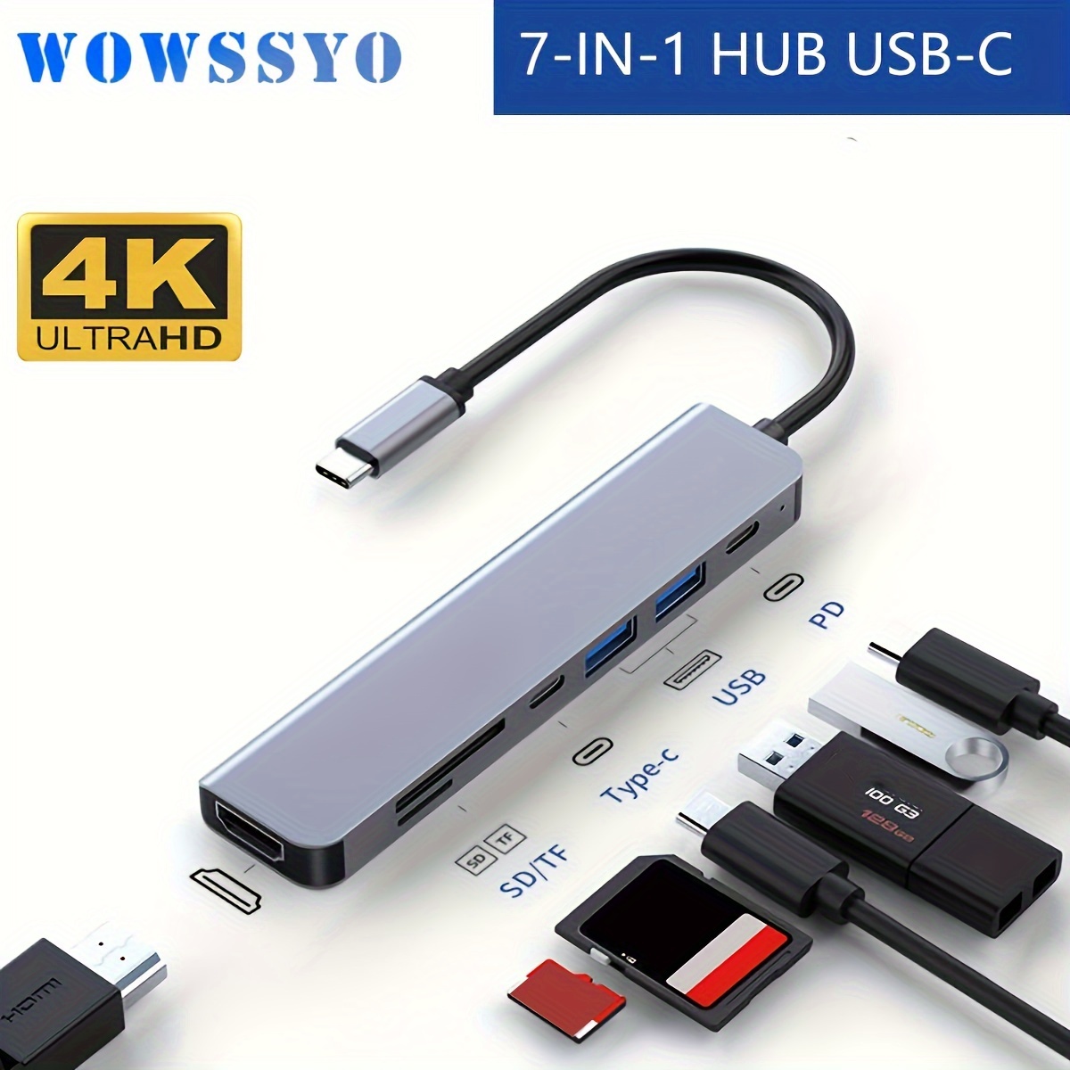 MOKiN Adaptadores USB C para MacBook Pro/Air, Mac Dongle con 3 puertos USB,  USB C a HDMI, USB C a RJ45 Ethernet, adaptador USB C a HDMI 9 en 1, carga