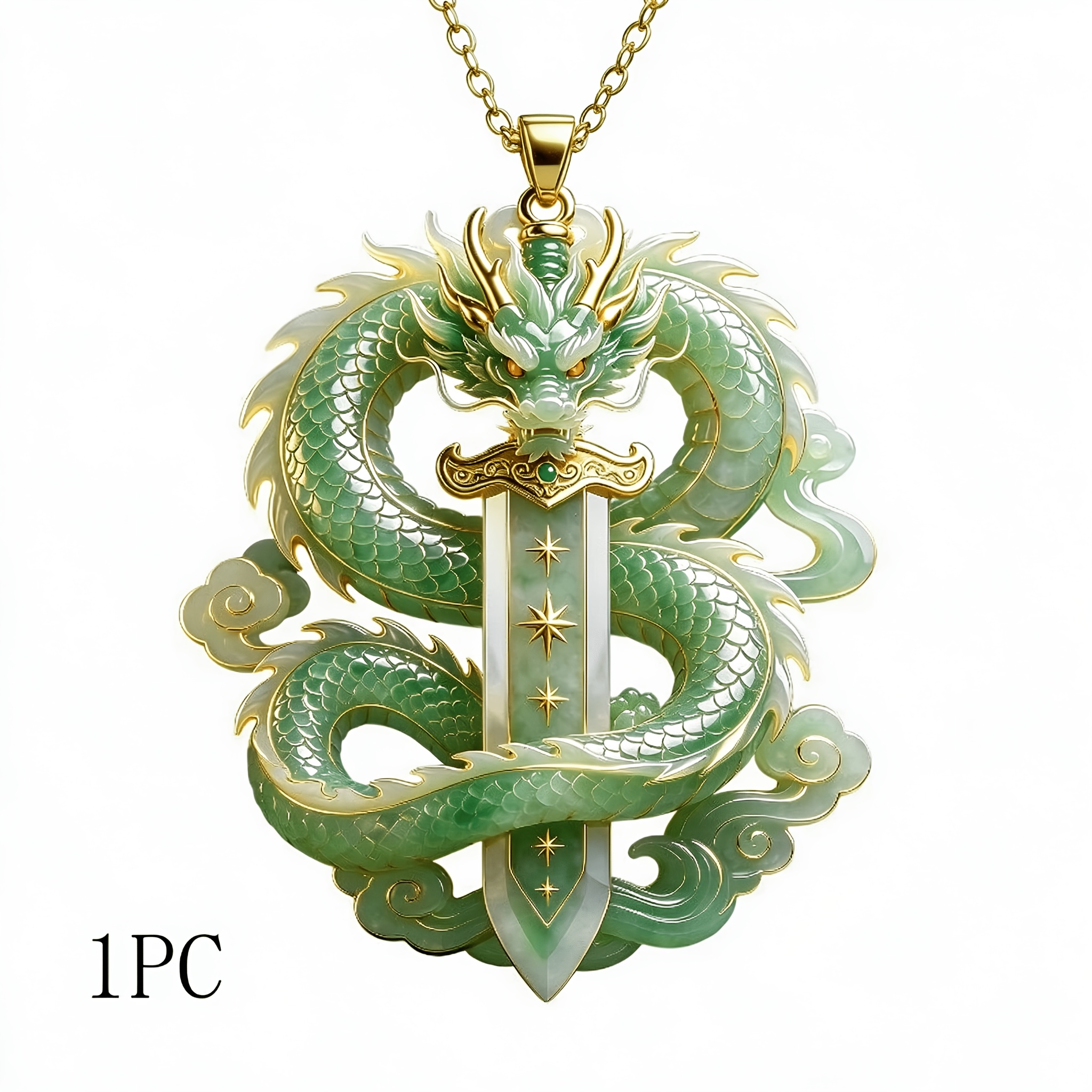 TEMU A Shadow -sword Pendant, Featuring An Eastern Azure Motif In Metal, Boasts A Luxurious And Exquisite Design, Making It Suitable For Everyday