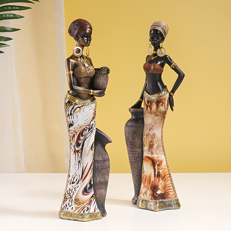 estátua de resina de mulher africana elegante - decoração   para  , quarto ou escritório Detalhes do produto 2