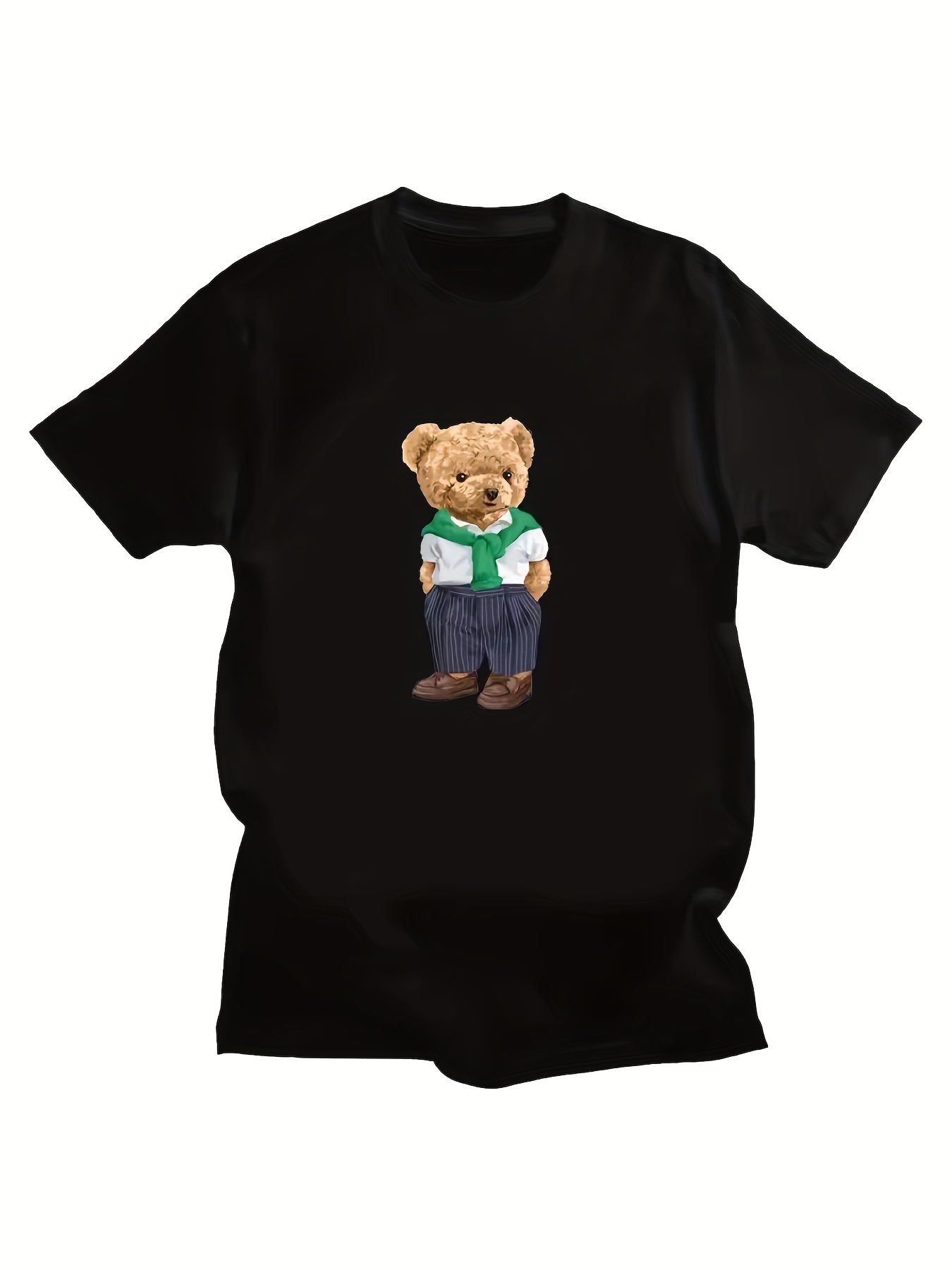men's trendy teddy bear graphic loose casual short sleeve t