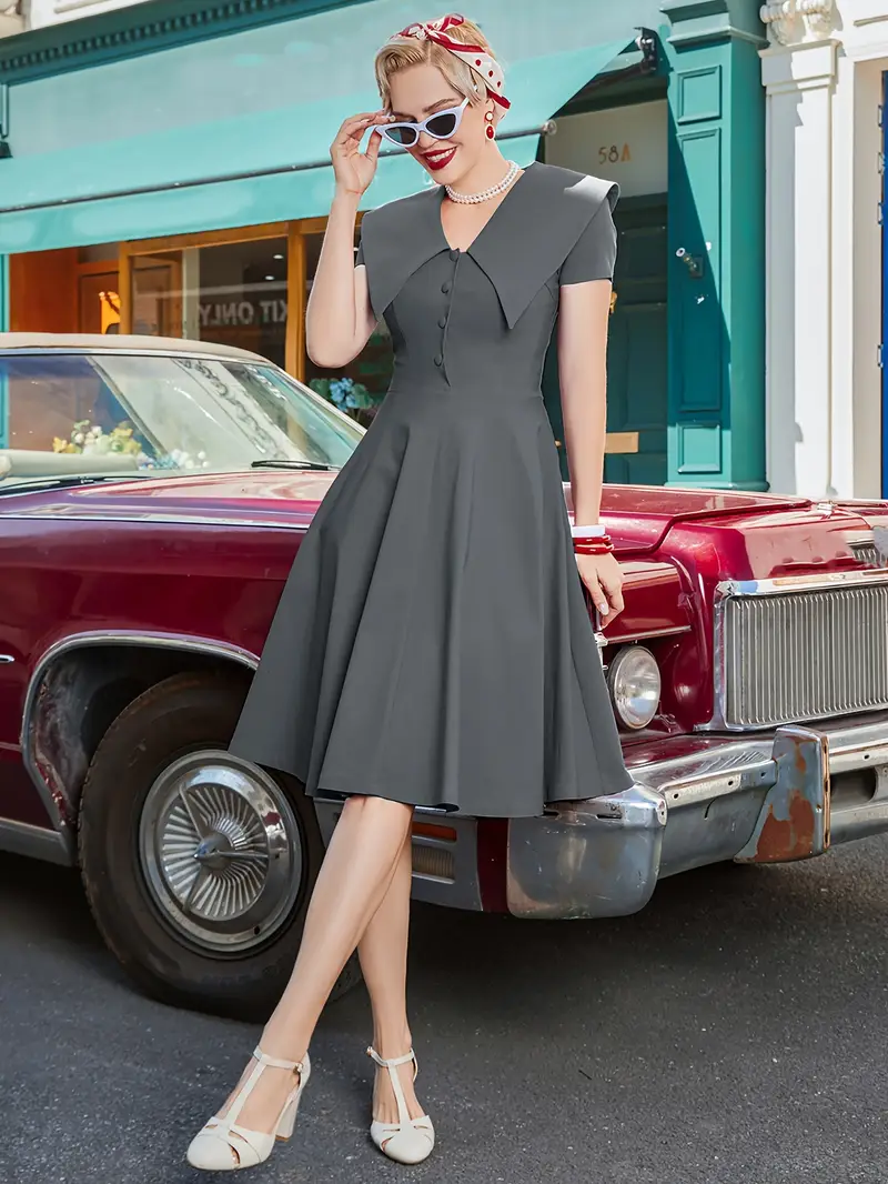 womens vintage 1950s a line swing dress viscose 76 3 - Temu womens vintage 1950s a line swing dress viscose 76 3 - Temu